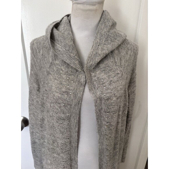 Juicy Couture Y2K Embellished Long Open Cardigan Hoodie Gray Silver Sparkle L - Picture 9 of 9